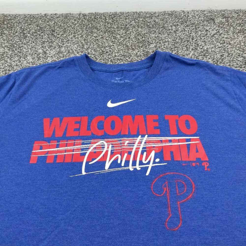 2022 Philadelphia Phillies Shirt Nike Center Swoosh Blue Mens 2XL